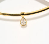 Diamonique Italia Gold-Over SS Pear-Cut Omega Necklace, 18"